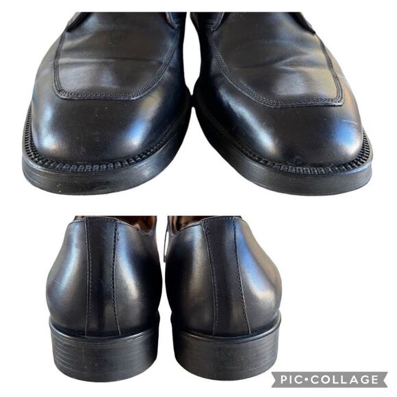 Santoni Italian Black Leather Lace Up Derby Dress Shoes Pointed Toes Men’s 9.5 main image 6